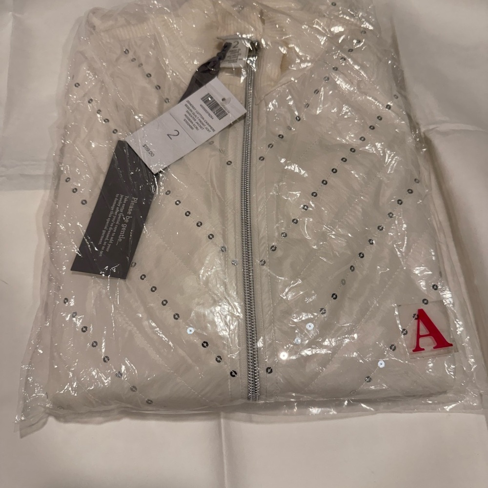 White Quilted Jacket with Silver Accents